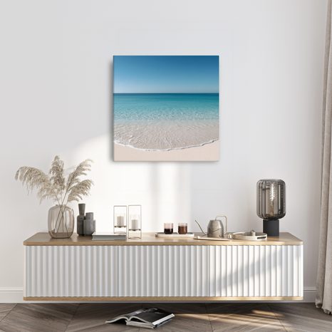 CANVASTAVLA AZURBLÅ HORISONT ÖVER SANDSTRAND - TAVLOR MED HAV OCH STRAND - TAVLOR