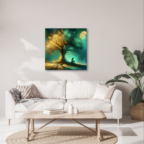 WANDBILD STILLE NACHT UNTER DEM BAUM DES LEBENS - BILDER BÄUME DES LEBENS - BILDER