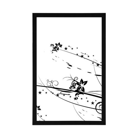 PLAKÁT S MOTIVEM KVĚTIN - ČERNOBÍLÉ - PLAKÁTY