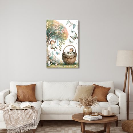 OBRAZ DETSKÝ DEŇ MEDZI STROMAMI A MOTÝĽMI - DETSKÉ OBRAZY ROZPRÁVKOVÉ BYTOSTI - OBRAZY
