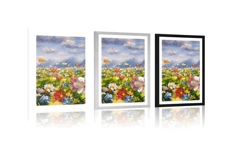 POSTER WITH MOUNT OIL PAINTING WILD FLOWERS - FLOWERS - POSTERS