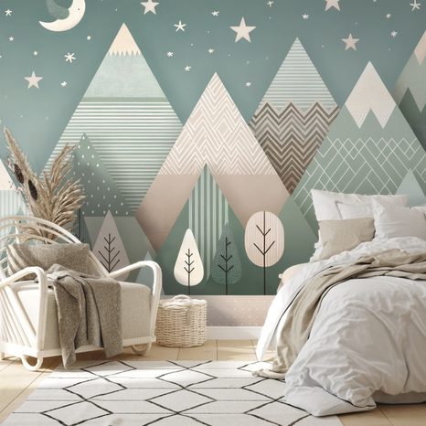 TAPETA DETSKÁ HORSKÁ KRAJINA S MEDVEĎOM - DETSKÉ TAPETY - TAPETY