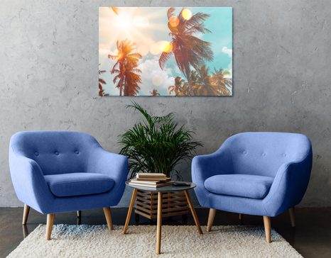 OBRAZ PAPRSKY SLUNCE MEZI PALMAMI - OBRAZY PŘÍRODY A KRAJINY - OBRAZY