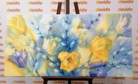 OBRAZ AKVARELOVÉ ŽLUTÉ TULIPÁNY - OBRAZY KVĚTŮ - OBRAZY