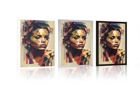 PLAKAT WDZIĘK KOBIETY W PATCHWORKOWYM WZORZE - KOBIETY - PLAKATY