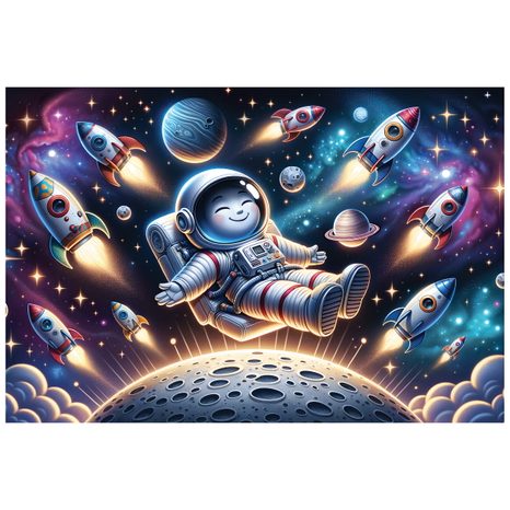 FOTOTAPETA VESELI ASTRONAUT MEĐU RAKETAMA - DJEČJE TAPETE - TAPETE