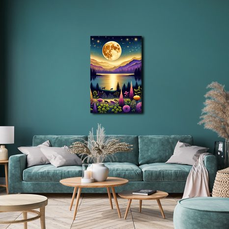 OBRAZ KOUZELNÁ NOČNÍ KRAJINA S MĚSÍCEM - PICTURES - 🔥 TOTAL SALE 🔥