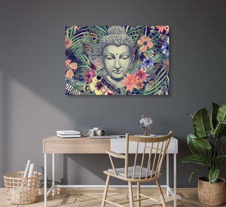 OBRAZ BUDHA NA EXOTICKÉM POZADÍ - OBRAZY FENG SHUI - OBRAZY