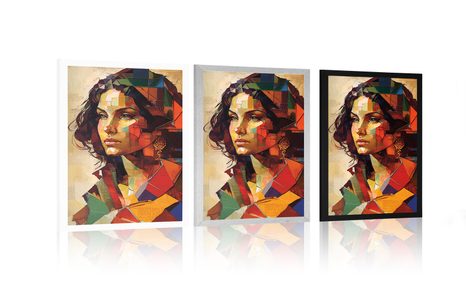 PLAGÁT PROFIL ŽENY V PATCHWORK DIZAJNE - ŽENY - PLAGÁTY