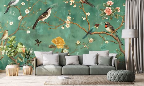 SELBSTKLEBENDE TAPETE VINTAGE VÖGEL AUF ÄSTEN - SELBSTKLEBENDE TAPETEN - TAPETEN