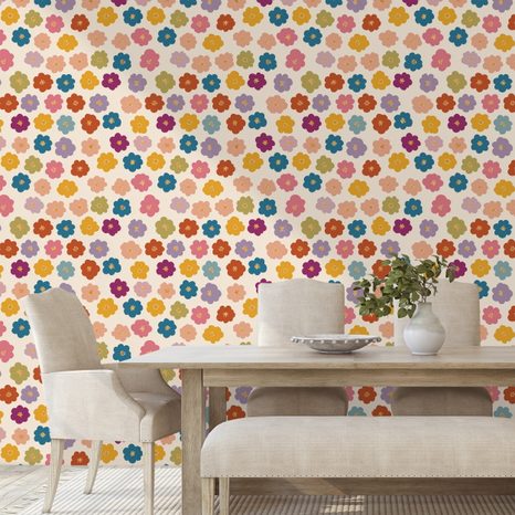 SELBSTKLEBENDE FOTOTAPETE BUNTES BLUMENFELD - GEMUSTERTE TAPETEN - TAPETEN