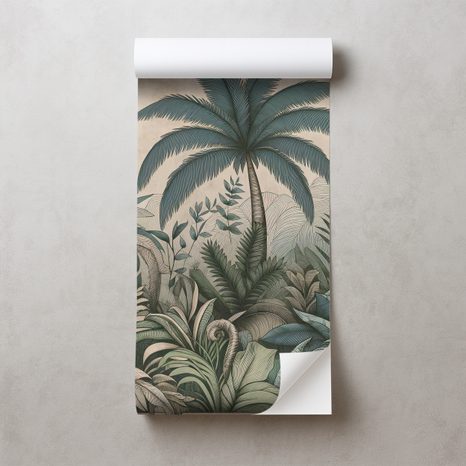 SAMOLEPÍCÍ TAPETA TROPICKÁ DŽUNGLE V PASTELOVÝCH TÓNECH - TAPETY DŽUNGLE - TAPETY