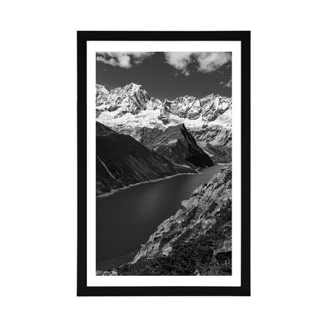 POSTER WITH MOUNT PATAGONIA NATIONAL PARK IN ARGENTINA IN BLACK AND WHITE - BLACK AND WHITE - POSTERS