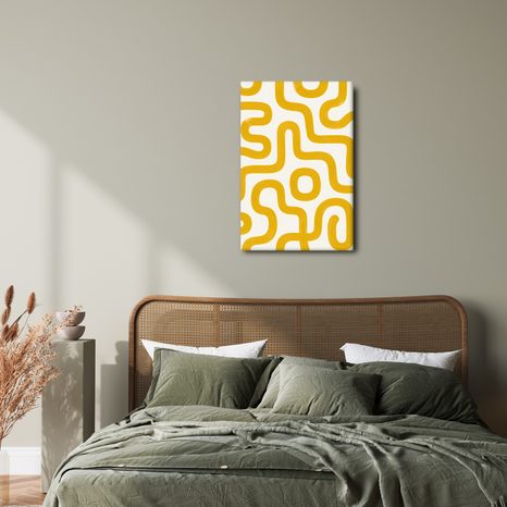 TABLEAU SUR TOILE – COURBES ORGANIQUES EN JAUNE - PEINTURES VINTAGE ET RÉTRO - TABLEAUX