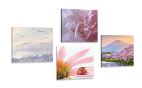 CANVAS PRINT SET CHARMING GENTLE NATURE - SET OF PICTURES - PICTURES