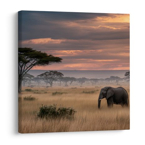 WANDBILD AFRIKANISCHE LANDSCHAFT MIT AKAZIE - BILDER VON ELEFANTEN - BILDER