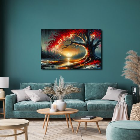 OBRAZ STROM ŽIVOTA PŘI ZÁPADU SLUNCE - OBRAZY STROMY ŽIVOTA - OBRAZY