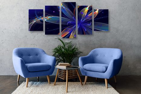 5-TEILIGES WANDBILD VIRTUELLE BLUME - ABSTRAKTE BILDER - BILDER