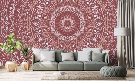 TAPETA MANDALA VE VINTAGE STYLU V RŮŽOVÉM ODSTÍNU - TAPETY FENG SHUI - TAPETY
