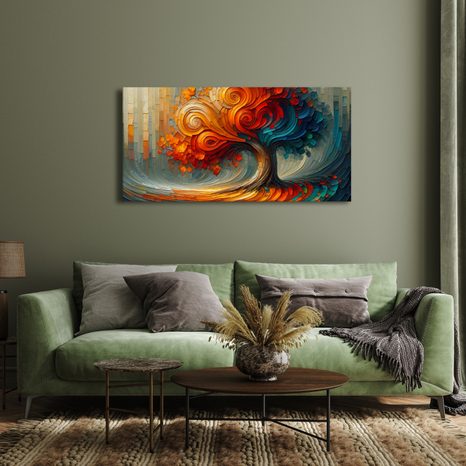 WANDBILD HERBSTLICHER LEBENSBAUM IN BEWEGUNG - BILDER BÄUME DES LEBENS - BILDER