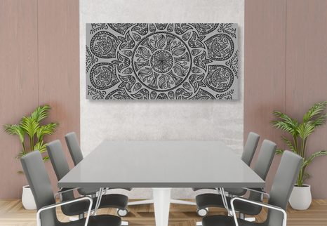KÉP MANDALA ABSZTRAKT TERMÉSZETES MINTÁVAL FEKETE FEHÉRBEN - FEKETE-FEHÉR KÉPEK - KÉPEK