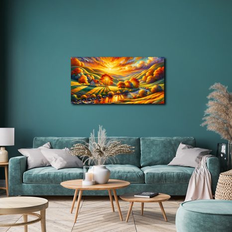 OBRAZ ZLATÉ PODZIMNÍ ÚDOLÍ - OBRAZY VÝCHOD A ZÁPAD SLUNCE - OBRAZY