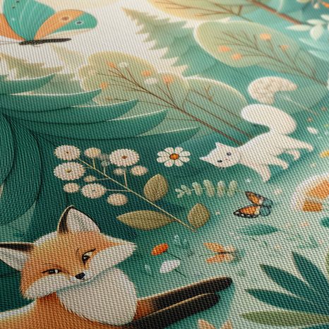 WANDBILD WALDSTILLE MIT FÜCHSEN - KINDERBILDER TIERE - BILDER