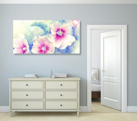 WANDBILD BLUMEN IN ROSA AQUARELL - BILDER BLUMEN - BILDER