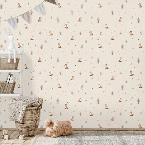 TAPETA LESNÍ LIŠKY A STROMY - DĚTSKÉ TAPETY - TAPETY