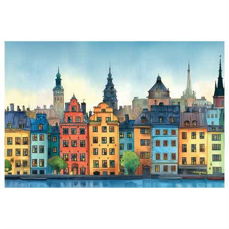 SLIKA POVIJESNI GRAD UZ RIJEKU - ŠARENE KUĆE - SLIKE