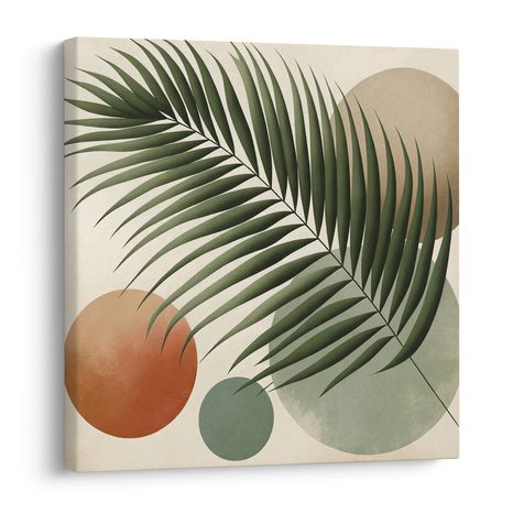 WANDBILD TROPISCHES BLATT IN KREISEN - BOTANISCHE BILDER - BILDER