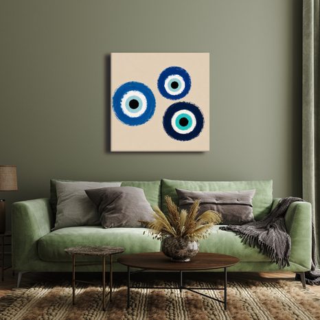 TABLEAU SUR TOILE – TROIS YEUX BLEUS D’HARMONIE - TABLEAUX PAR THÈME - TABLEAUX