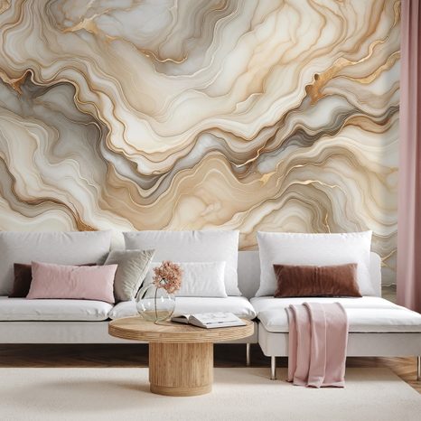 SAMOLEPÍCÍ TAPETA MRAMOROVÁ ELEGANCE VE ZLATÝCH TÓNECH - MRAMOROVÉ TAPETY - ΤΑΠΕΤΣΑΡΊΕΣ