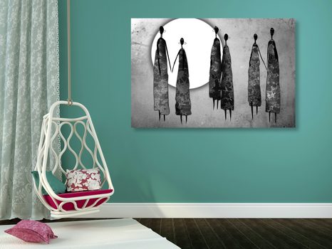 SLIKA AFRIŠKE ŽENSKE V ČRNOBELI IZVEDBI - ČRNOBELE SLIKE - SLIKE