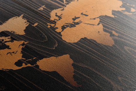 QUADRO IN SUGHERO – MAPPA ARANCIONE SU LEGNO - QUADRI SU SUGHERO - STAMPE E QUADRI