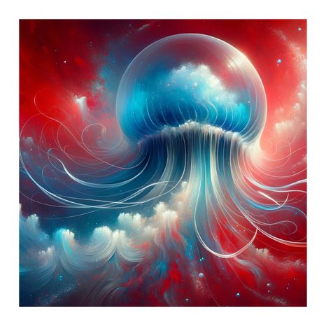 WANDBILD ÄTHERISCHE QUALLE IN DEN WOLKEN - WANDBILDER UNTERWASSERWELT - BILDER