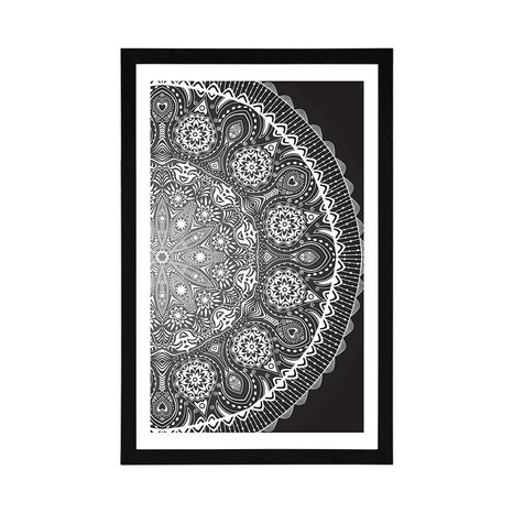 POSZTER PASZPORTUVAL DÍSZES MANDALA CSIPKÉVEL FEKETE-FEHÉR KIVITELBEN - FEKETE-FEHÉR - POSZTEREK