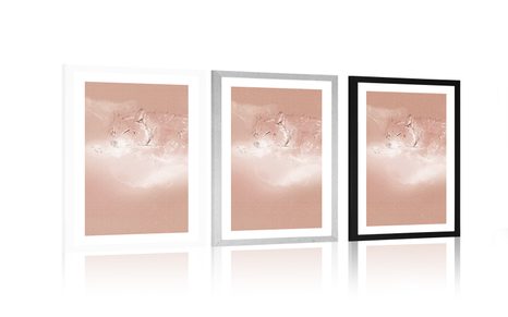 POSTER MIT PASSEPARTOUT SCHLAFENDER WOLF - MOTIVE AUS UNSERER WERKSTATT - POSTER