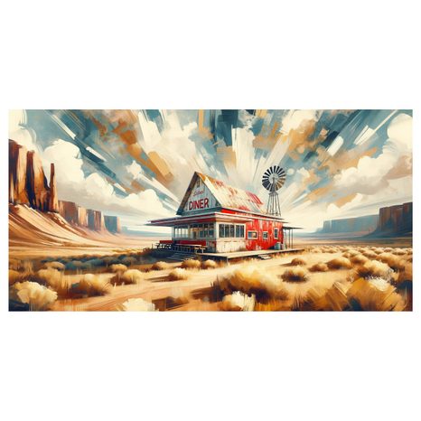 OBRAZ POD POUŠTNÍ OBLOHOU - VINTAGE A RETRO OBRAZY - OBRAZY