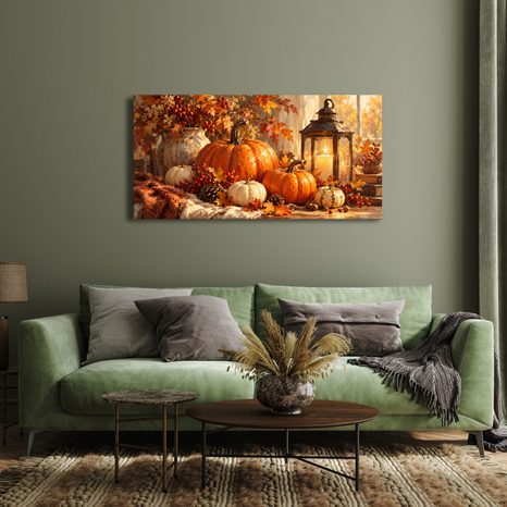 QUADRO SU TELA – COMPOSIZIONE AUTUNNALE ALLA FINESTRA - QUADRI HALLOWEEN E HORROR - STAMPE E QUADRI
