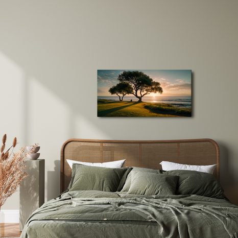 WANDBILD RUHIGER ABEND AM BAUM - BILDER BÄUME UND LAUB - BILDER