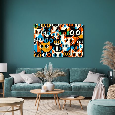 WANDBILD BUNTE KATZEN IN ABSTRAKTION - BILDER VON KATZEN - BILDER