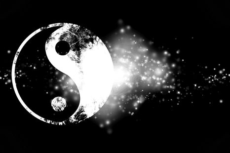 TAPETA ČERNOBÍLÝ SYMBOL JIN A JANG - ČERNOBÍLÉ TAPETY - TAPETY