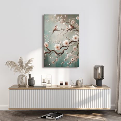 OBRAZ KVĚTINOVÁ VĚTEV S PTÁKY - OBRAZY PODLE MOTIVU - OBRAZY
