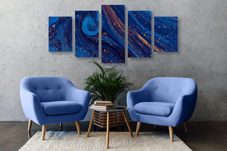 5 RÉSZES KÉP KÉK ABSZTRAKCIÓ - ABSZTRAKT KÉPEK - KÉPEK