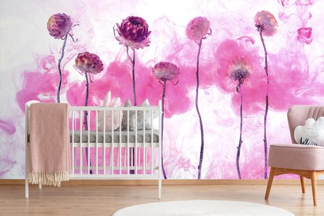 TAPETE BLUMEN MIT ROSA NEBEL - TAPETEN MIT BLUMENMOTIVEN - TAPETEN