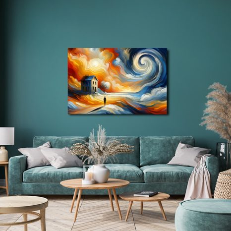 OBRAZ OSAMĚLÝ DŮM V BOUŘI - ABSTRAKTNÍ OBRAZY - OBRAZY