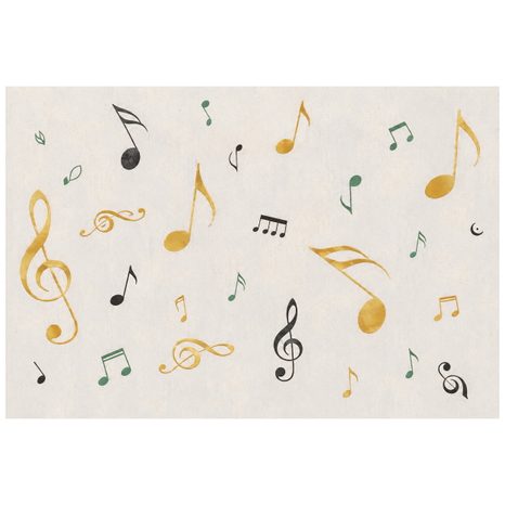 TAPETE MUSIKNOTEN IN GOLD UND SCHWARZ - MUSIK FOTOTAPETEN - TAPETEN