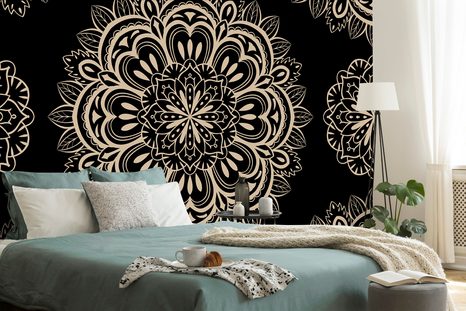 SAMOLEPÍCÍ TAPETA MANDALA S TMAVÝM POZADÍM - SAMOLEPÍCÍ TAPETY - TAPETY