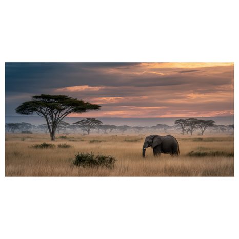 OBRAZ SLON NA SAVANĚ PŘI ZÁPADU - OBRAZY SLONI - OBRAZY